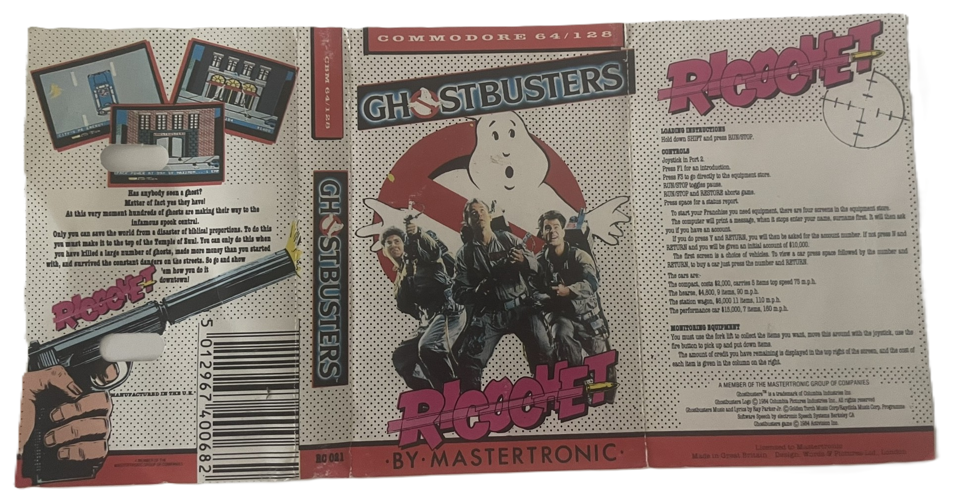commodore 64 ghostbusters inlay