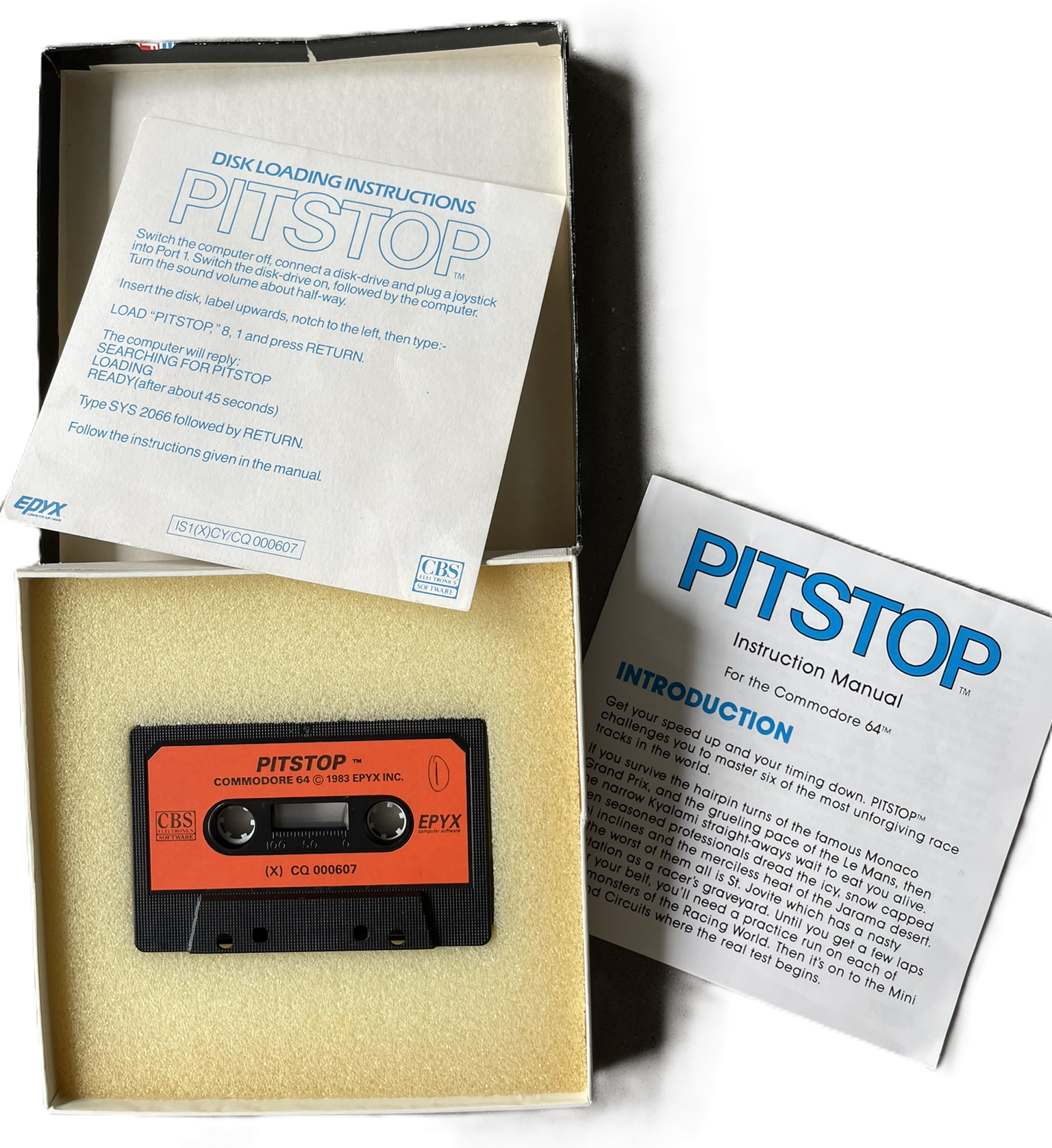 commodore 64 pitstop tape box inside